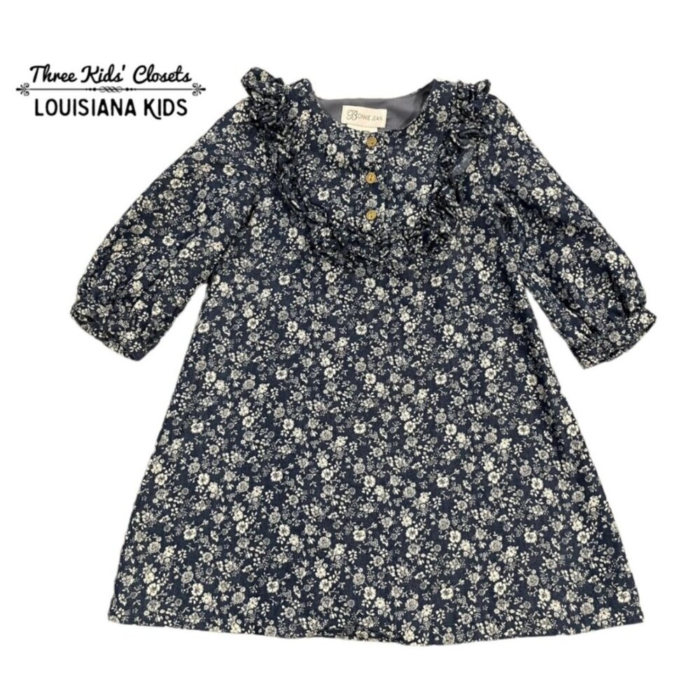 Bonnie Jean Sz 4 Blue Floral Ruffle Dress